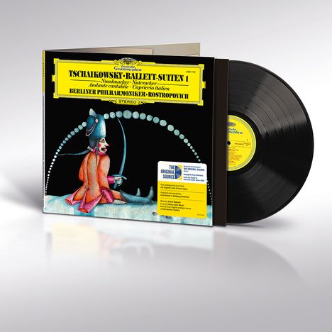 Vinylhülle mit gelbem Etikett: "TSCHAIKOWSKY-BALLET-SUITEN 1". Darunter ein gezeichneter Soldat mit Säbel und Pelzmütze.