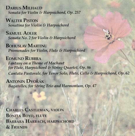 Darius Milhaud (1892-1974): Sonate für Violine &amp; Cembalo op. 157, CD