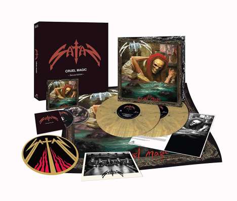 Satan: Cruel Magic (Deluxe-Edition-Box-Set) (Gold Marbled Vinyl), 2 LPs und 2 CDs