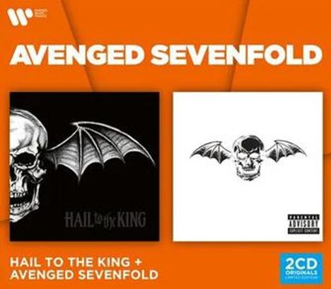 "AVENGED SEVENFOLD", "HAIL TO THE KING + AVENGED SEVENFOLD", Totenkopf mit Flügeln, oranges Design, 2CD-Set.