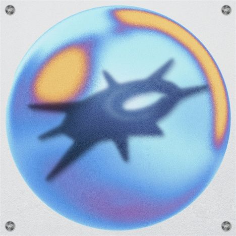 Keine Texte vorhanden. Unscharfe Kugel in Blau und Orange mit Schattenriss.