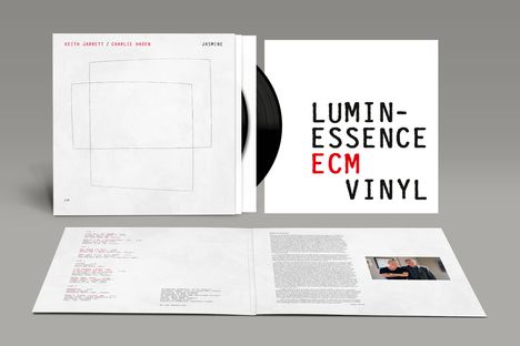 "LUMIN-ESSENCE ECM VINYL" in schwarz/rot. Albumcover und geöffnete Hülle mit Foto und Text.