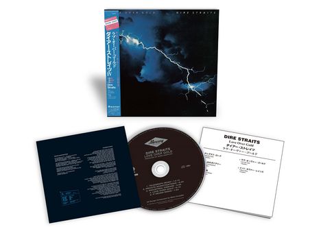 Cover: "LOVE OVER GOLD - DIRE STRAITS". Wolkenhimmel mit Blitzen. CD, Booklet und Inlay enthalten. Japanische Texte.
