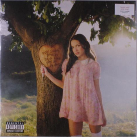 Ein Herz im Baum mit der Inschrift: "Your summer dream and a living proof of a [...]". Eine Frau in rosa Kleid lehnt an dem Baum.