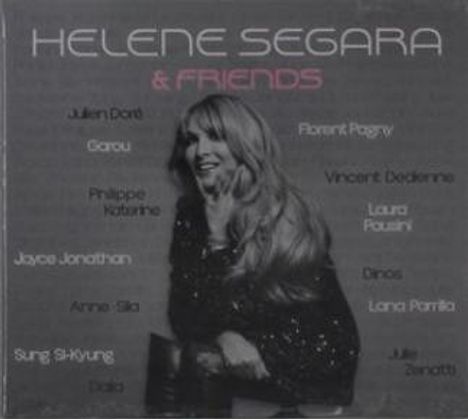 "HELENE SEGARA & FRIENDS" steht oben. Namen von Künstlern sind um ein Schwarz-Weiß-Porträt von Helene gruppiert.