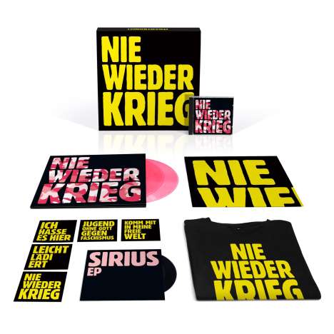 Tocotronic: Nie wieder Krieg (180g) (limitierte Fanbox) (farbiges Vinyl), 2 LPs, 1 CD, 1 Single 7" und 1 T-Shirt
