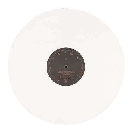 Text in der Mitte: "PRIZE FIGHTER". Darunter ist eine Trackliste auf einem dunklen Schallplattenlabel.