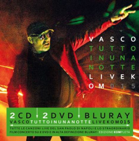 Vasco Rossi: Tutto In Una Notte Live Kom 2015, 2 CDs, 2 DVDs und 1 Blu-ray Disc
