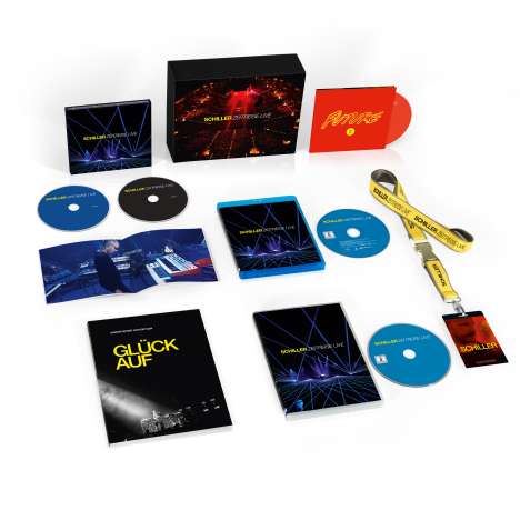 Schiller: Zeitreise - Live (Limited-Premium-Box), 3 CDs, 1 DVD, 1 Blu-ray Disc, 1 Buch und 1 Merchandise