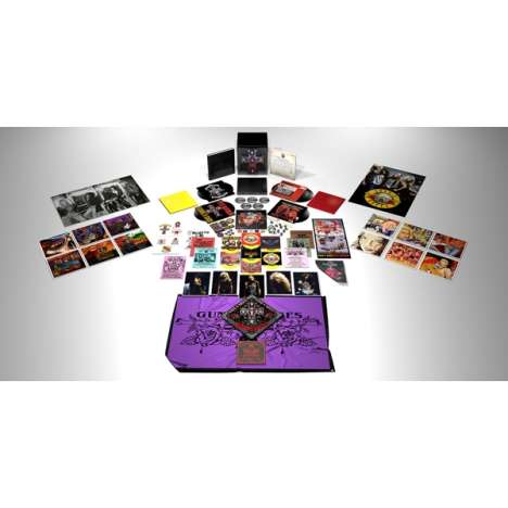 Guns N' Roses: Appetite For Destruction (Locked N' Loaded Box), 7 LPs, 4 CDs, 1 Blu-ray Disc und 7 Singles 7"