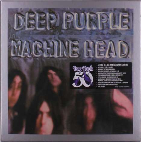 Deep Purple: Machine Head (50th Anniversary Deluxe Edition) (Purple Smoke Vinyl), 1 LP, 3 CDs und 1 Blu-ray Audio