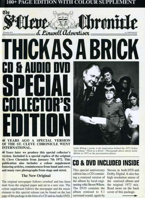 Jethro Tull: Thick As A Brick: 40th Anniversary Edition (CD + DVD + Book), 1 CD und 1 DVD