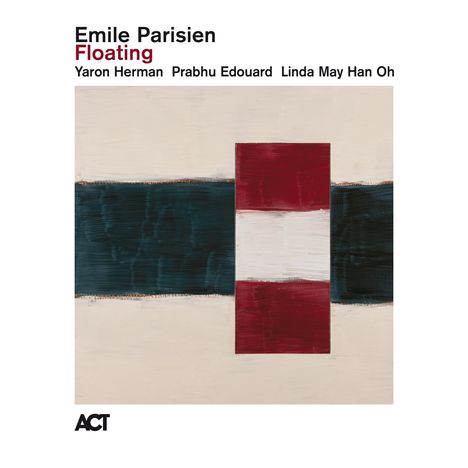 "Emile Parisien Floating. Yaron Herman, Prabhu Edouard, Linda May Han Oh." 

Illustration: Rechteck in Blau, Rot, Weiß.
