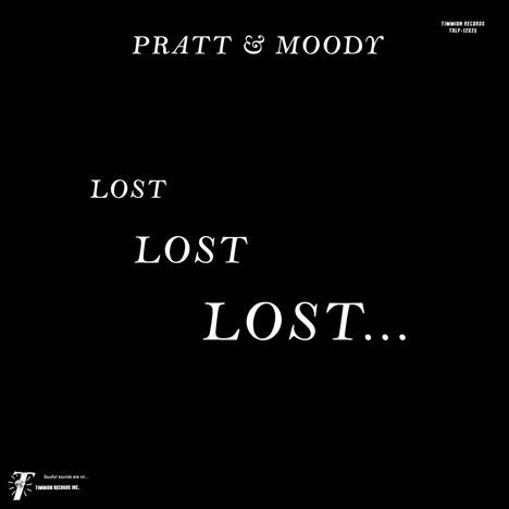 "PRATT & MOODY", zentriert "LOST" mehrmals in unterschiedlichen Größen. Weiße Schrift auf schwarzem Hintergrund.