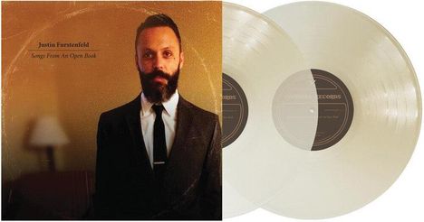 "Justin Furstenfeld, Songs From An Open Book" steht auf einem Plattencover; daneben sind zwei transparente Vinylplatten.