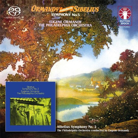 Ormandy conducts Sibelius Symphony No. 5. Eugene Ormandy, The Philadelphia Orchestra. Landschaft mit Bäumen.