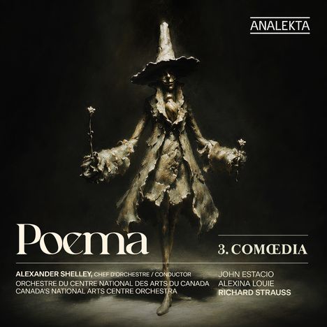 "Poema", "3. Comœdia", Alexander Shelley dirigiert Kanada's Orchester. Eine Figur in phantasievollem, texturierten Gewand.