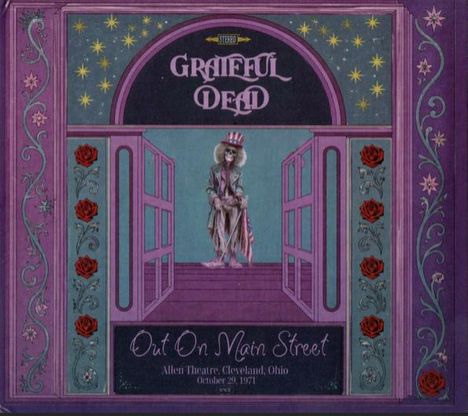 "Grateful Dead", "Out On Main Street", "Allen Theatre, Cleveland, Ohio, October 29, 1971". Ein Skelett in bunter Kleidung.