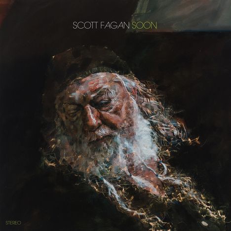 "SCOTT FAGAN SOON" steht oben. Eine malerische Darstellung eines älteren Mannes mit langem Bart, der nachdenklich wirkt.