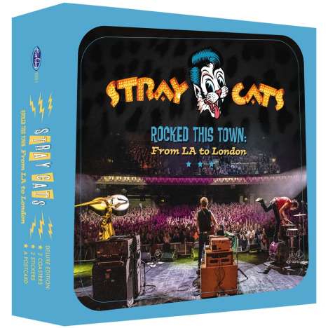 Stray Cats: Rocked This Town: From LA To London (Limited Boxset), 1 CD und 1 Merchandise
