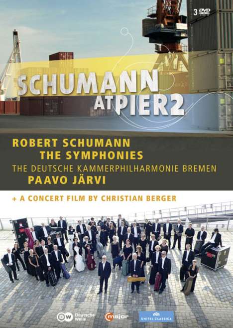 Robert Schumann (1810-1856): Filmmusik: Robert Schumann at Pier2 (Symphonien Nr.1-4 &amp; Konzertfilm), 3 DVDs