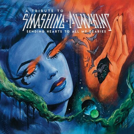 "A Tribute to Smashing Pumpkins. Sending Hearts to All My Dearies." Illustration einer blauhäutigen Frau mit orangen Akzenten.