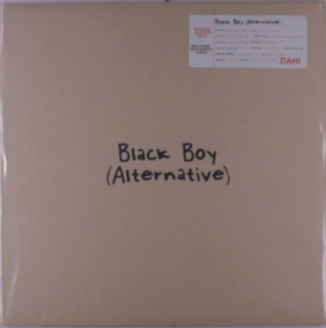 Auf einem beigen Hintergrund steht handschriftlich "Black Boy (Alternative)". Oben rechts ein Aufkleber mit Details.