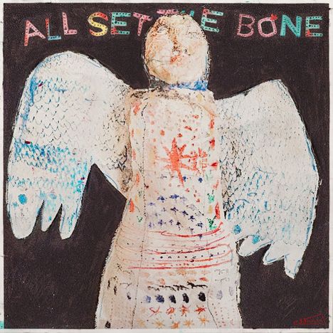 Text: "ALL SET THE BONE". Illustration eines Engels mit gemustertem Gewand und Flügeln.
