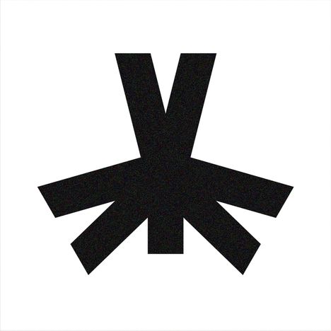 Ein schwarzes, sternförmiges Logo auf weißem Hintergrund mit sechs nach außen zeigenden Balken.