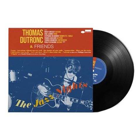Text: "THOMAS DUTRONC & FRIENDS", "The Jazz Nights".  
Ein Schallplatten-Cover mit einer Person, die Gitarre spielt.