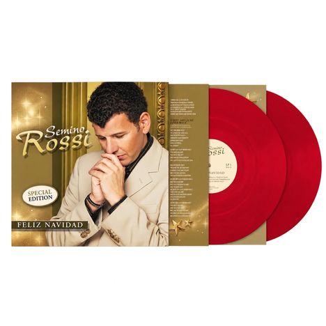 Special Edition, Feliz Navidad: Semino Rossi in Anzug, betende Haltung, zwei rote Schallplatten.