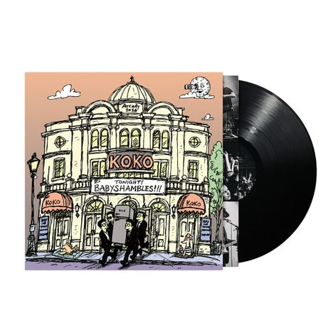 "Arcady 2016", "KOKO", "Tonight! Babyshambles!!!", "DILO". 

Illustration des Gebäudes KOKO, mit Menschen und einem Mond zum Abendhimmel.