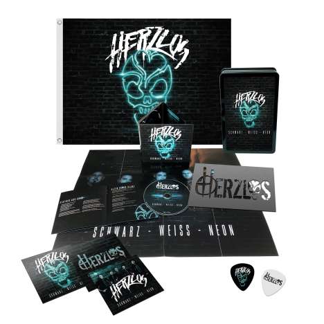Herzlos: Schwarz-Weiß-Neon (Limied-Edition-Fanbox), 1 CD und 1 Merchandise