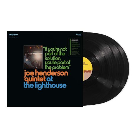 Text: "If you're not part of the solution, you're part of the problem." Album: "Joe Henderson Quintet at the Lighthouse." Drei CDs mit Cover.