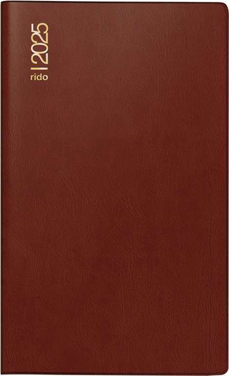 rido/idé 7046892295 Taschenkalender Modell M-Planer (2025)| 2 Seiten = 1 Monat| A6| 32 Seiten| Kunststoff-Einband| bordeaux, Buch