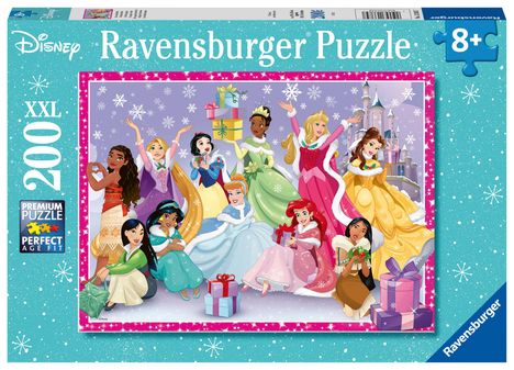 Ravensburger Kinderpuzzle 13385 - Ein zauberhaftes Weihnachtsfest - 200 Teile XXL Disney Princess Puzzle für Kinder ab 8 Jahren, Diverse