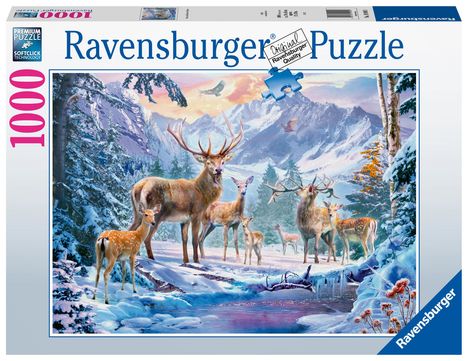 Ravensburger Puzzle 19949 - Rehe und Hirsche im Winter - 1000 Teile Puzzle für Erwachsene ab 14 Jahren, Diverse