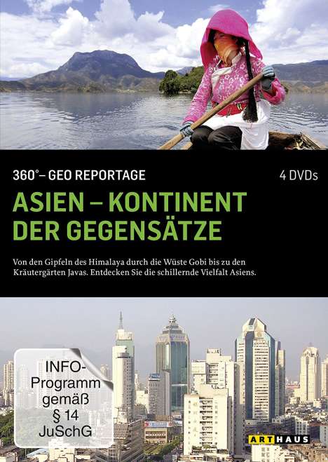 360° Geo-Reportage: Asien - Kontinent der Gegensätze, 4 DVDs