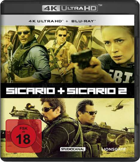 Sicario 1 &amp; 2 (Ultra HD Blu-ray &amp; Blu-ray), 2 Ultra HD Blu-rays und 2 Blu-ray Discs