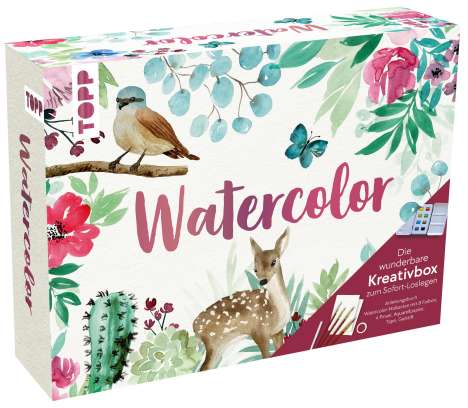 Christin Stapff: Watercolor - Die wunderbare Kreativbox. Mit Anleitungsbuch und Material, Diverse