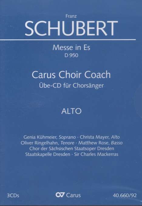 Carus Choir Coach: Schubert, Messe Es-Dur D.960 (Alt), 3 CDs