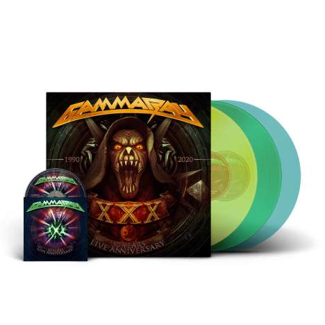 Gamma Ray (Metal): 30 Years: Live Anniversary (180g) (Limited Edition) (Yellow, Green &amp; Turquoise Vinyl), 3 LPs und 1 Blu-ray Disc