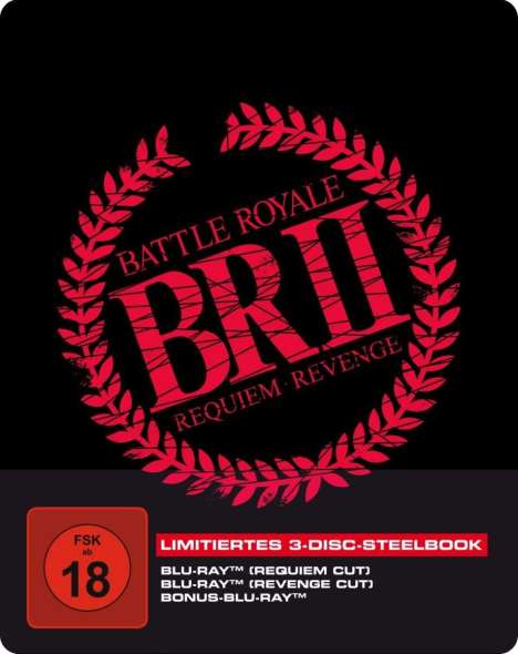 Battle Royale 2 (Requiem &amp; Revenge Cut) (Blu-ray im Steelbook), 3 Blu-ray Discs