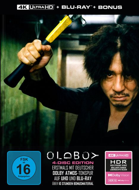 Oldboy (2003) (Ultra HD Blu-ray &amp; Blu-ray im Mediabook), 1 Ultra HD Blu-ray und 3 Blu-ray Discs