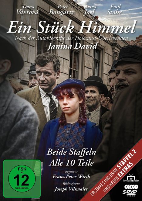 "Ein Stück Himmel" nach Janina David, beide Staffeln, FSK 12. Bild zeigt ein Kind in blauer Kleidung in einer Menschenmenge.