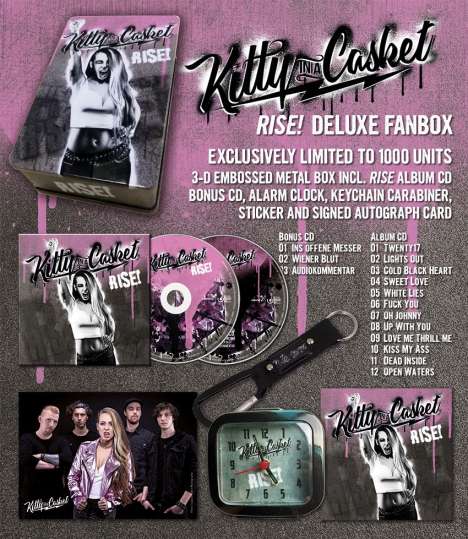 Kitty In A Casket: Rise (Limited Edition Metallbox), 2 CDs und 1 Merchandise