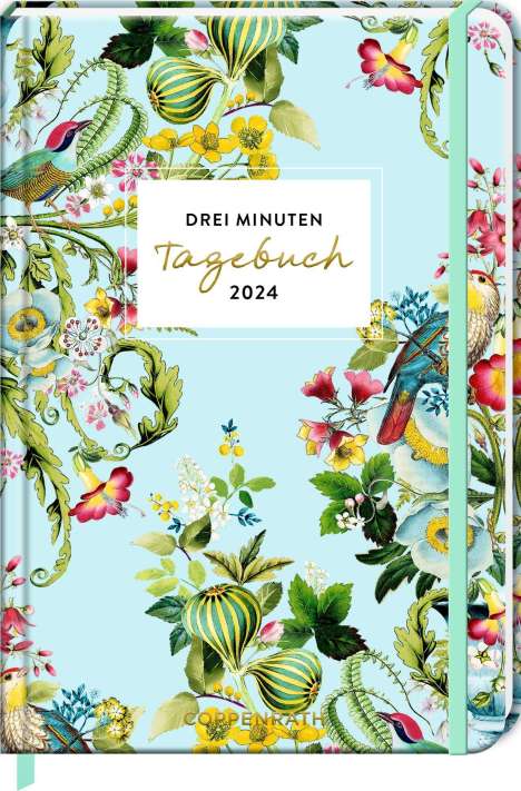 Drei Minuten Tagebuch 2024 - Blüten hellblau, Buch