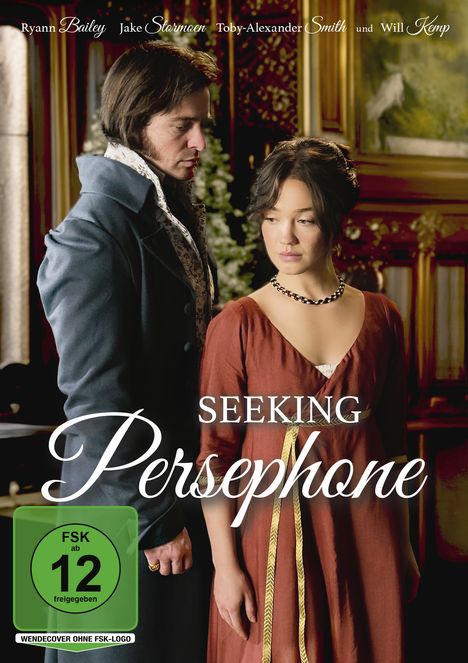 Die Namen Ryann Bailey, Jake Stormoen, Toby-Alexander Smith, Will Kemp; Titel "Seeking Persephone". Mann und Frau im eleganten Raum.