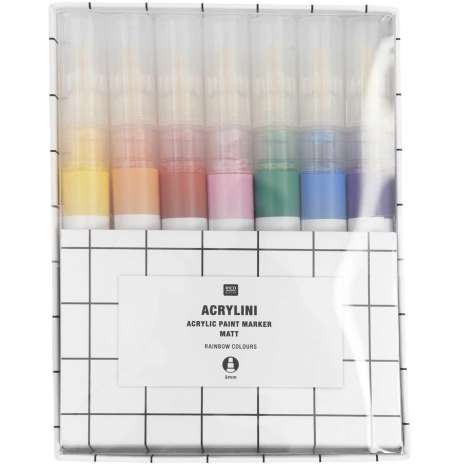 Acrylini Marker Set Rainbow Colours, 7 Farben, Diverse