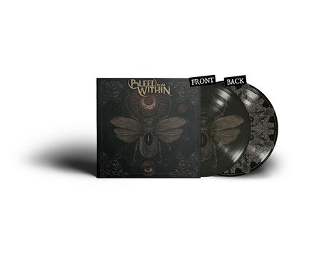 "Bleed from Within" steht oben auf einem Albumcover. Es zeigt ein detailliertes, mystisches Insektenmotiv.